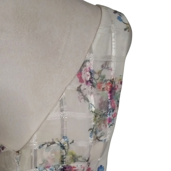 Anthropologie Maeve Peony Garden Dress Floral Fit & Flare Midi Length Size 10 - Picture 9 of 11